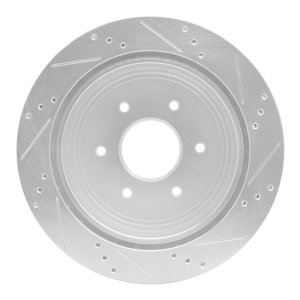 Nissan Titan Brake Rotor (1) - Rear Left - R1 Concepts - Drilled & Slotted - Silver - `17-`24